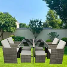 Image of RATTAN GARDEN FURNITURE CUBE SET CHAIRS TABLE OUTDOOR PATIO RATTAN 8 SEATER
