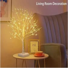 Image of Indoor Outdoor Christmas Lit Birch Tree with 144 Warm White LEDs