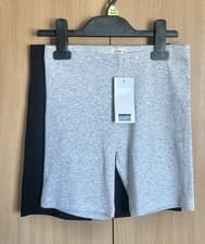 Image of 2 Pack F&F Girls Ribbed Cycling Shorts Age 9-10 Years 1 Black 1 Grey