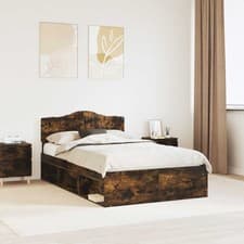 Image of Bed Frame Smoked Oak 120 x 200 cm Solid Pine Wood