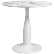 Image of HOMCOM Round Dining Table w/ Steel Base for Living and Dining Room, Marble White