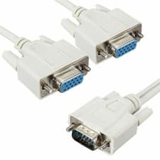 Image of New 1 PC to 2 Way VGA SVGA Monitor Y Splitter Cable Lead 15Pin Male Female LCD