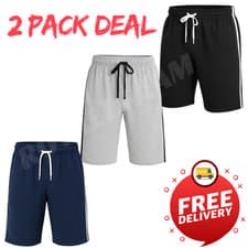 Image of 2 PACK3&1 MENS LOUNGE WEAR SHORTS PJS NIGHTWEAR PYJAMA BOTTOM CASUAL PANTS S-2XL