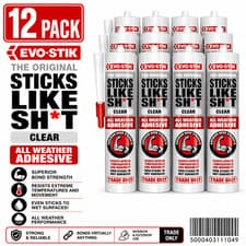 Image of 12 x EVO STIK Clear Sticks Like Adhesive 290ml Strong Grab Wet Surface Bonding