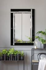 Image of Large Wall Mirror Modern Black And Silver Bevelled Venetian 3Ft X 2Ft 90x60cm