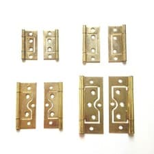 Image of Flush Door Hinges -Cupboard, Wardrobe, Cabinet, Louvre Doors-Brassed/Silver Zinc