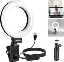 Image of NEEWER BASICS 5" Ring Light for Video Conference Lighting, Clip on Light Kit wit