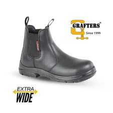 Image of Mens Grafters Wide Safety Boots Dealer EEEE Fit Leather Steel Toe S1P SRC Work