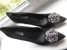 Image of Dune London - Black Suede Brooch Court Shoes UK size 5