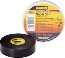 Image of Scotch Super33 Electrical Tape Black 19mm x 20m Vinyl Insulation Protection