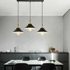 Image of Pendant Light Shade Industrial Modern Metal Black Ceiling Hanging Lamp E27 UK