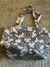 Image of Vera Bradley Women's Grand Tote 2.0  Purse Bag Moon Shadow Meadow Blk/wht/grey