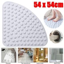 Image of Corner Bath Shower Mat Non Slip Quadrant Sector PVC Anti-Bacterial Mat 54x54cm