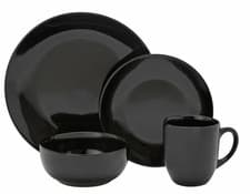 Image of 4, 8, 16 Pcs Square / Round Dinner Set Tableware Dinning Stoneware Set Black