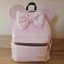Image of Loungefly Disney Pink Minnie Mouse With Pink Iridescent Sequin Ears Backpack