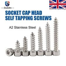 Image of M5 (5mmØ) SOCKET CAP SELF TAPPING SCREWS A2 STAINLESS STEEL ALLEN KEY TAPPERS