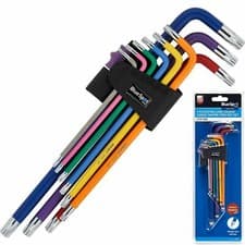 Image of 15302 BlueSpot 9 PCE Extra Long Colour Coded Tamper Torx Key Set (T10-T50)
