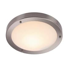 Image of Bathroom Light Silver Portico Semi Flush Satin Nickel IP44 30cm Ceiling Wall