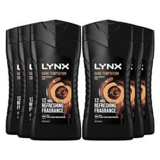 Image of Lynx Dark Temptation Refreshing Fragrance Shower Gel Body Wash For Men , 6x225ml