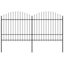 Image of Garden Fence with Spear Steel (1.5-1.75)x3.4 m Black U1C0