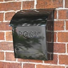 Image of Black Lockable Wall Mounted Modern Post Box - Secure Letter Mail Box