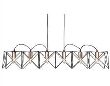Image of 6 Lights LED Matt Black Finish Frame Pendant Ceiling Light with Copper Detail