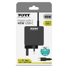 Image of Port Connect 45W USB-C Charger UK Plug Fast Power Supply Laptop Tablet Type C