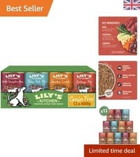 Image of Delicious Grain-Free Wet Dog Food Variety Pack for Active Adult Dogs - 12x400g