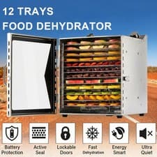 Image of 12Trays Food Dehydrator Machine 304 Stainless Steel 800W Fruit Meat Jerky Dryer