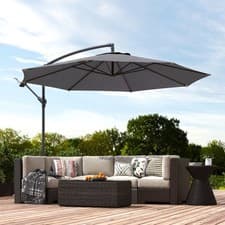Image of 3(m) Garden Banana Parasol Cantilever Umbrella w/ Crank & Base, 8 Ribs