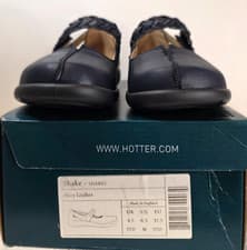 Image of Hotter Shake 2 Mary Jane UK 4.5 Navy Leather Woman's shoes Comfort Braided Strap
