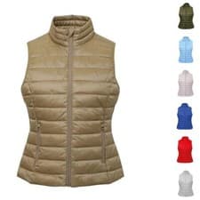 Image of Ladies Womens Padded Gilet Zip Up Quilted Bodywarmer Sleeveless Waistcoat Jacket