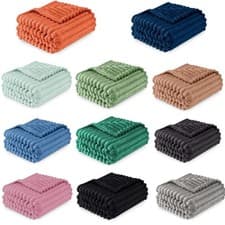Image of Chunky Rib Waffle Luxury Blanket Fleece Throw Sofa Warm Cosy Extra Large