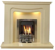 Image of New Marble Fireplace Stratford in Beige Marble in two sizes with lights option