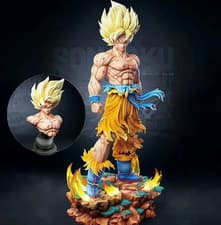 Image of Jt Statue Dragon Ball Z Son Goku Figure Replaceable Heads Led Base Super Saiyan