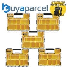 Image of Stanley x5 FatMax Pro Shallow Organiser Stackable System Parts Storage 1-97-519