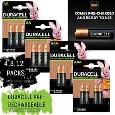 Image of Duracell Rechargeable Batteries AA AAA Ultra Plus NiMH Duralock Pre Stay Charge