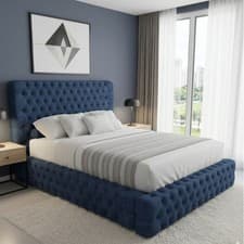 Image of Luxury Palace Style Ambassador Bed Frame Deep Tufted Velvet Double King Size Bed