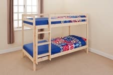 Image of Wooden Bunk Bed Kids Childrens 2ft6 Small Single White Pine With 2 Mattresses