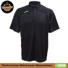 Image of Apache Langley Polo Shirt Pro Stretch Interlock Fabric Black / Grey