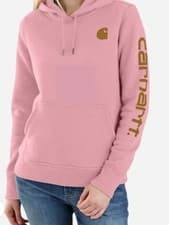 Image of Womans Carhartt TS0288 Relaxed Fit Midweight Logo Sleeve Sweatshirt - Pink XS