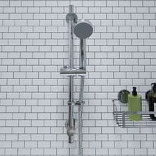 Image of Croydex Presion Full Chrome Shower Set, Pressure Boost, Riser Rail  Hose & Head