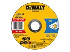 Image of Dewalt Power Tools Metal Cutting Disc 125 X 1.2 X 22.23mm (Pack of 10)