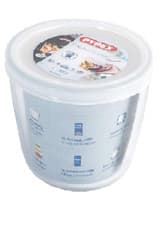 Image of Pyrex Cook & Freeze Round Borosilicate Glass Dish with Plastic Lid - White