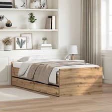 Image of Bed Frame with Drawer Artisan Oak 100 x 200 cm Solid Pine Wood