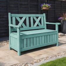 Image of Darcy Wooden 2 Seater Garden Bench with Built In Storage Outdoor Patio Seat Sit