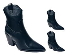 Image of Women's Faux Leather Western Cowboy Zip Ankle Boots Ladies Shoes