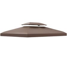 Image of Outsunny 3x4m Gazebo Replacement Roof Canopy 2 Tier Top UV Cover Patio Brown