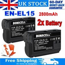 Image of 2x 2800mAh EN-EL15 Battery For Nikon 1 V1 D800E D810 D7000 D7100 D600 D610 D750