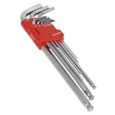 Image of Sealey Ball-End Hex Key Set 9 Piece Extra-Long Metric Professional Hex Key Set